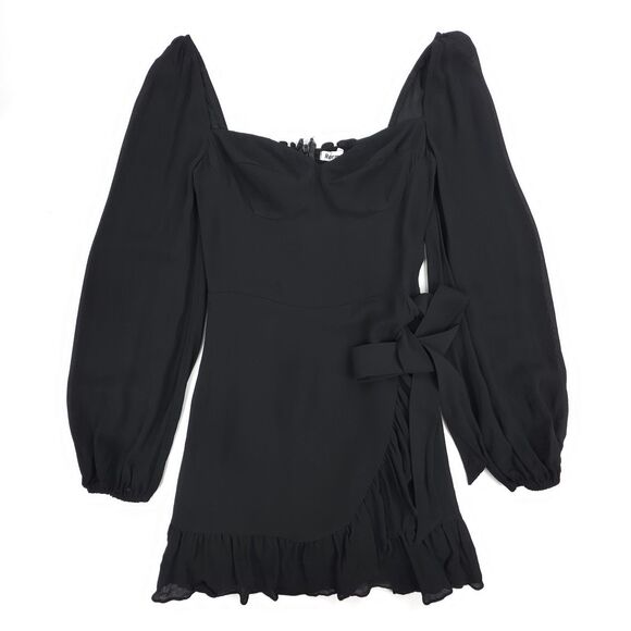 NEW Reformation Cammi Dress Black Whimsigoth Cottagecore Romantic French Girl 4 - Picture 1 of 6